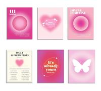Linilioart Affiches Aura pour chambre à coucher, chiffres d'ange, images esthétiques, décoration murale esthétique pour adolescentes, filles, sans cadre (rose, 30 x 40 cm)