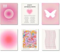 Linilioart Aura Art Mural, Affiches Murales à Dégradé, Toile de Nombre d'Ange Énergétique Colorée pour la Décoration Esthétique de Dortoir pour Filles (20x25cm SANS CADRE,F)