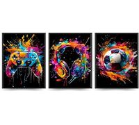 Linilioart Décoration murale de jeu à l'aquarelle avec image de casque de football - Graffiti - Impression sur le thème du sport - Œuvre d'art pour salle de jeux - Sans cadre (50 x 70 cm)