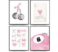 Linilioart Ensemble de 4 impressions d'affiches rétro tendance roses - Décorations tendance - Art mural pour décoration de chambre de dortoir universitaire, sans cadre (30cmx40cm)