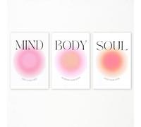 Linilioart Lot de 3 affiches Aura colorées dégradées - Art mural inspirant - Images d'aura pour chambre à coucher - Énergie spirituelle (30 x 40 cm sans cadre)