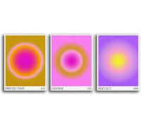 Linilioart Lot de 3 affiches d'aura en forme de chiffre d'ange dégradé - Art mural spirituel coloré dégradé pour décoration de chambre à coucher (C, 30 x 40 cm, sans cadre)