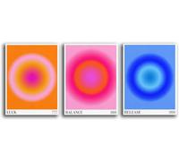 Linilioart Lot de 3 affiches d'aura en forme de chiffre d'ange dégradé - Art mural spirituel coloré dégradé pour décoration de chambre à coucher (B, 20 x 25 cm, sans cadre)