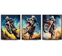 Linilioart Lot de 3 affiches de motocross sur toile - Décoration murale pour chambre à coucher - Sans cadre (30 x 40 cm)