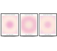 Linilioart Lot de 3 affiches murales dégradées - Aura rose - Affiches d'affirmation - Décoration pour salon, chambre à coucher - Sans cadre (style 2,40 x 60 cm)