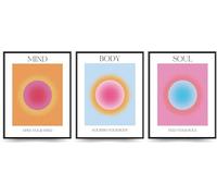 Linilioart Lot de 3 affiches murales dégradées - Aura rose - Poster d'affirmation - Décoration de chambre à coucher - Sans cadre (style 3,20 x 25 cm)