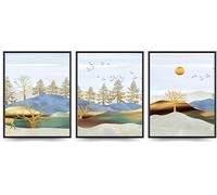 Linilioart Lot de 3 impressions sur toile abstraite de montagne - Paysage naturel - Poster pour salon - Sans cadre (40 x 60 cm)