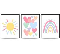 Linilioart Lot de 3 impressions sur toile de style bohème et arc-en-ciel pour décoration de salle de classe, chambre à coucher, dortoir, sans cadre (30 x 40 cm)