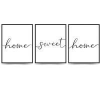 Linilioart Lot de 3 toiles murales « Home Sweet Modern » pour salon, ferme, vintage, beau et simple pour le salon, sans cadre (20 x 25 cm)