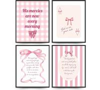 Linilioart Lot de 4 affiches murales chrétiennes sur toile - Décoration murale esthétique - Affiche de verset de la Bible chrétienne pour chambre de femme et fille - Sans cadre (21 x 30 cm)