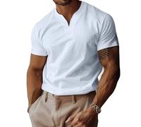 Lininco Mens Shirts, Braylen Jason Stylish T-Shirt, High Stretch Slim Fit V Neck Solid Business Fitness Tee (White,5TG)