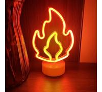 LINJIA Chat Rose Néon logo, LED néon logo avec support base lampe de table, batterie/USB néon table art deco logo pour la Fête de la salle (Flamme bicolore)