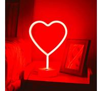 LINJIA Néon Logo, LED Décoratif Nuit Lumière USB/Batterie Amour Néon Avec Base Pour Chambre à Coucher Décoration Salle De Jeux Bar Partie Cadeau Décoration (Rouge)