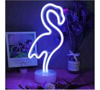 LINJIA Neon Logo, LED Décoratif Nuit Lumière USB/Batterie Flamant Néon Avec Base Pour Chambre à Coucher Décoration Salle De Jeux Bar Partie Enfants Valentine Cadeau (Bleu)