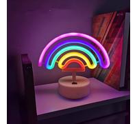 LINJIA Néon Logo, LED Néon logo avec Support Base lampe De Table, batterie/USB Néon Table art Deco logo pour la Salle De Réunion (Le Rainbow)