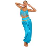 Linjinx Femme Belly Dance Dancewear Performance Dancewear Belly Danse Brassière Jupe De Danse Princesse Arabe Robe Tango Et Samba Carnaval Bleu L
