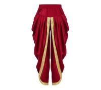 Linjinx Pantalon Kurta Dhoti en Soie Enfant Garçon Pantalons Dhoti Traditionnel Brodé Taille Haute Costume Danse du Ventre Ethnique Indien Sarouel Yoga Pants 5-16 Ans Bourgogne 5-6 ans