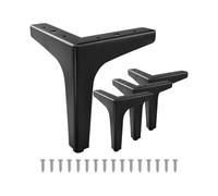 LINJOU 6"/15cm Triangle Furniture Legs, Set of 4 DIY Modern Metal Diamond Sofa Feet Replacement(Black)