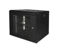 LINK Armadio Rack 19" 9U Nero con Porta in Vetro Temperato e Chiusura a Chiave