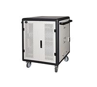 LINK Armoire 40 tablettes avec roulettes, multiprises, avec Ventilateurs de Refroidissement pour Porte en Acier, perforés, Couleur Grise, Noir