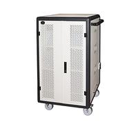 LINK Armoire de logement 60 tablettes avec roulettes multiprises Inclus Ventilateurs de Refroidissement Porte en Acier perforé Couleur Gris Noir