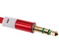 LINK Câble audio jack 3,5 mm mâle/mâle plat 1 m couleur rouge 3 pôles