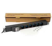 LINK LK10050 Multiprise pour Rack 19”, à 6 Prises universelles à 3 pôles/Schuko, avec Interrupteur magnétothermique