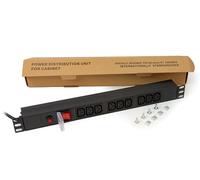 LINK LK10052IT - Multiprise avec 9 Prises Iec C13 pour armoires Rack 19" avec Prise Italienne 16 A - Noir - Électriques réversibles 180°