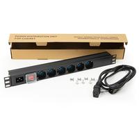 Link Multiprise de rack 19" LK10062C – 6 prises universelles, C14 mâle amovible, réversibles 180°