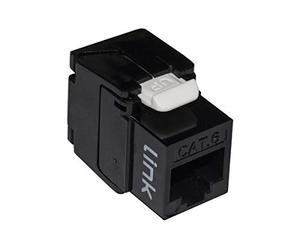 LINK LK6UTB Prise réseau Keystone Jack Rj45 Catégorie 6 Utp Tooless Couleur Noir 180° Contacts Dorés 50 microns