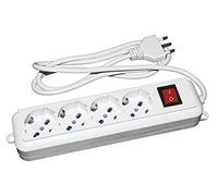 LINK LKMP04 Multiprise 4 Prises universelles ITA/SCHUKO 10/16 A - Prise 16 A avec Interrupteur, Blanc