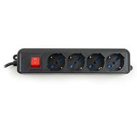 LINK lkmp04 N multiprise 4 Prises universelles ita/schuko 10/16 A à fiche 16 A avec Interrupteur, Noir