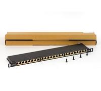 LINK LKP6A24SA Panneau Patch 24 Ports Catégorie 6A Blindage 0,5 unité avec Barre de Support de câbles, Noir