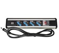 LINK Multiprise de Table 4 Prises universelles avec 2 Ports USB et Interrupteur avec Couvercle de Protection câble 1,80 m fiche tripolaire Italienne 16 A