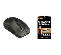 Link, Souris sans Fil à 3 Boutons Noir récepteur USB 1000 DPI + Duracell - Nouveau Piles alcalines AAA Optimum, 1.5 V LR03 MX2400, Paquet de 4