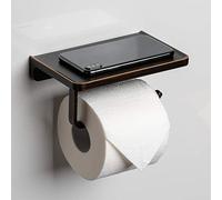 Linkaa Porte-Papier Toilette avec étagère en Bronze huilé, Support Mural pour décoration de Salle de Bain, Finition Mate en Aluminium antirouille, Accessoires de Salle de Bain pour téléphone, Inc.