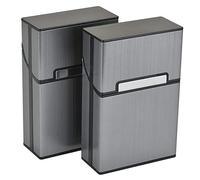 Linkbro 2 PCS Cigarettes en Aluminium étuis Cigarette Femme en Aluminium Etui Paquet Cigarette Paquet de Cigarettes Fermeture Aimantée (Gris)