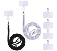 Linkbro Chaîne de téléphone portable universelle, cordon pour téléphone portable, réglable et amovible. 2 cordes (noir, gris)