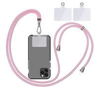 Linkbro Chaîne de téléphone portable universelle, cordon universel pour téléphone portable à suspendre autour du cou avec coussinet de téléphone portable, réglable et amovible, rose clair