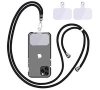Linkbro Chaîne de téléphone portable universelle - Cordon universel pour téléphone portable à suspendre autour du cou - Avec cordon de téléphone portable - Réglable et amovible - Noir clair