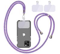 Linkbro Chaîne de téléphone portable universelle, cordon universel pour téléphone portable à suspendre autour du cou avec coussinet de téléphone portable, réglable et amovible, violet arc-en-ciel