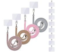 Linkbro Lanière pour téléphone universelle, cordon pour téléphone, téléphone universel à porter autour du cou avec coussin Lanière pour téléphone, réglable et amovible. (4 Roségold+Or+Rose brillant+