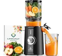 LINKChef Extracteur de Jus Vertical Slow Juicer 200W pour Fruits & Légumes | Goulot large 115 mm pour fruits & légumes entiers. Livre de recettes inclus. Nettoyage facile et rapide. Sans BPA