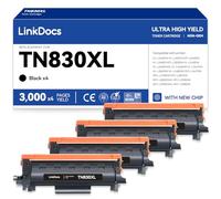 LinkDocs Lot de 4 cartouches de toner TN830XL pour imprimante Brother TN830XL TN830 à utiliser avec HL-L2460DW HL-L2480DW HL-L2400D HL-L2405W MFC-L2820DW DCP-L2640DW (lot de 4)
