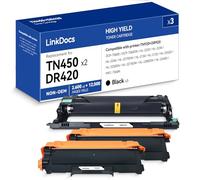 LinkDocs TN450 DR420 Lot de 3 cartouches de toner et tambour de rechange pour imprimante Brother TN-450 DR-420 à utiliser avec Brother FAX-2940 FAX-2840 MFC-7240 HL-2270DW