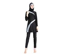 LINKE Maillot de bain islamique couvrant 3 pièces pour femme, style hijab, tailles S à 6XL, B Gris.