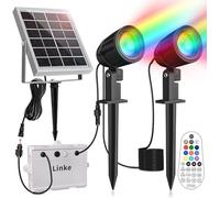 Linke Spot solaire RVB d'extérieur 2 en 1 couleur changeante IP66 étanche à l'eau avec télécommande, du crépuscule à l'aube, lampes murales solaires pour jardin, allée, terrasse, clôture, statue