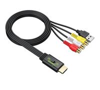 LiNKFOR Convertisseur RCA vers HDMI avec Câble Intégré 60cm Switch 4:3/16:9 & 1080P/60Hz Compatible Wii/PS2/XBOX/N64
