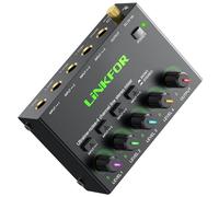 LiNKFOR Mini Mélangeur Audio 4 Canaux Switch Stéréo/Mono & Contrôles Volume Indépendants Faible Bruit & Boîtier Métallique pour Club Studio