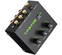 LiNKFOR Mixeur Stéréo Mini 2 Canaux RCA Préamplifié Contrôle Volume pour Home Studio DJ Ampli Enceintes